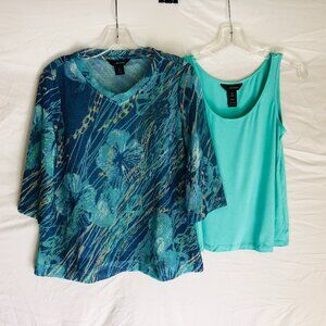 Ali Miles Women's Size PS Petite Small Sheer Knit Floral Top With Tank